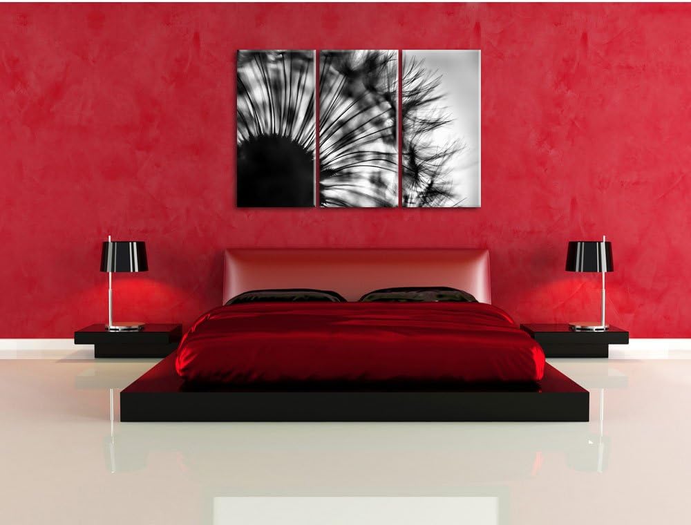 Pixxprint Pusteblume vor Hintergrund als Leinwandbild/Grösse: 3 Teilig (120x80) cm/Wandbild/Kunstdru