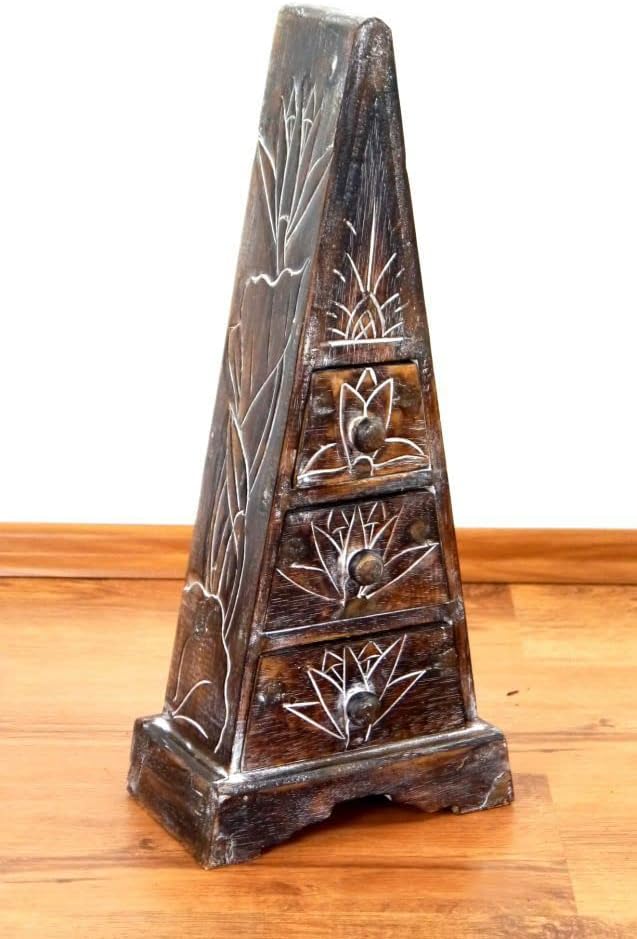 livasia Pyramiden Kommode, Schubladenkommode, Schubladenschränkchen, Schmuckschränkchen (Dunkelbraun