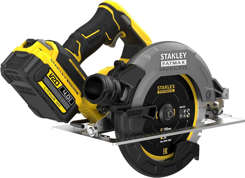 Stanley FatMax V20 Akku-Handkreissäge SFMCS550M2K (18V, 4.0Ah, bürstenlos, werkzeuglose Schnitttiefe