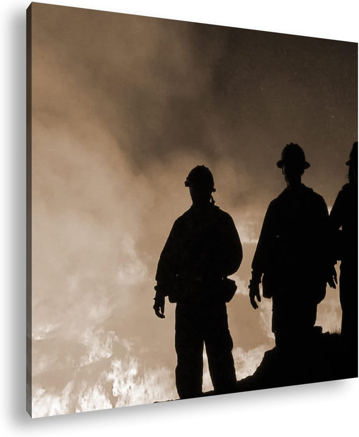 Lauffeuer Feuerwehr im Einsatz Format: 60x60 Effekt: Sepia als Leinwandbild, Motiv fertig gerahmt au