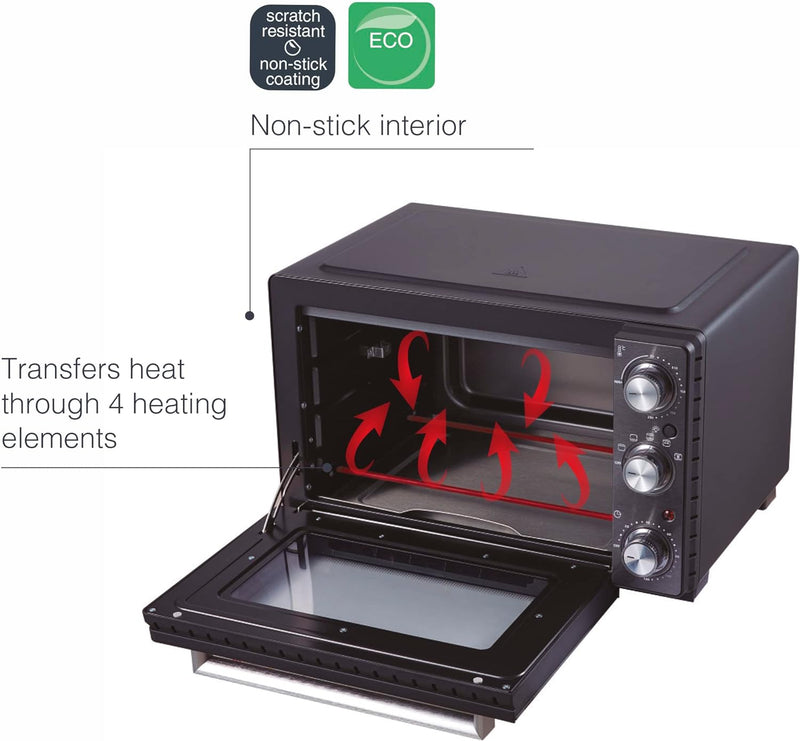 Lacor - 69327 - Elektrischer Tischofen, kleiner Küchenofen, Konvektion mit Stahlgehäuse, Temperatur: