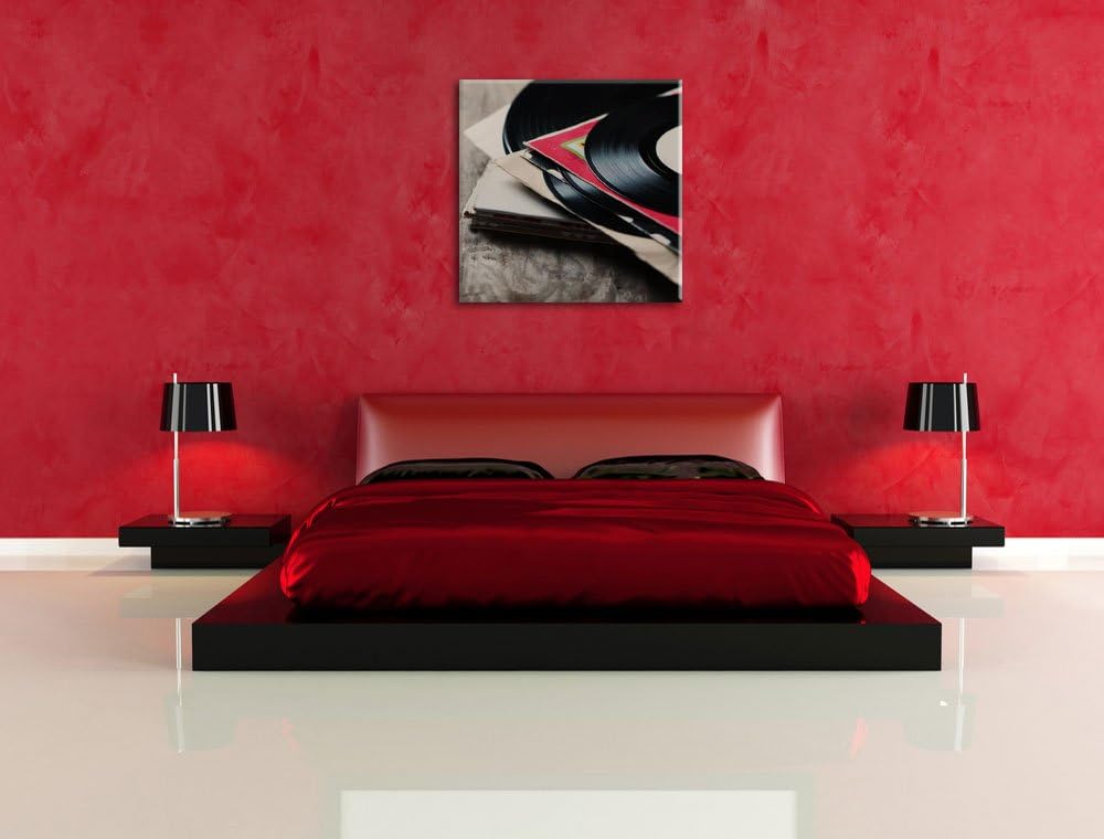 Mixtape Schallplatte DJ, Format: 70x70 auf Leinwand, XXL riesige Bilder fertig gerahmt mit Keilrahme