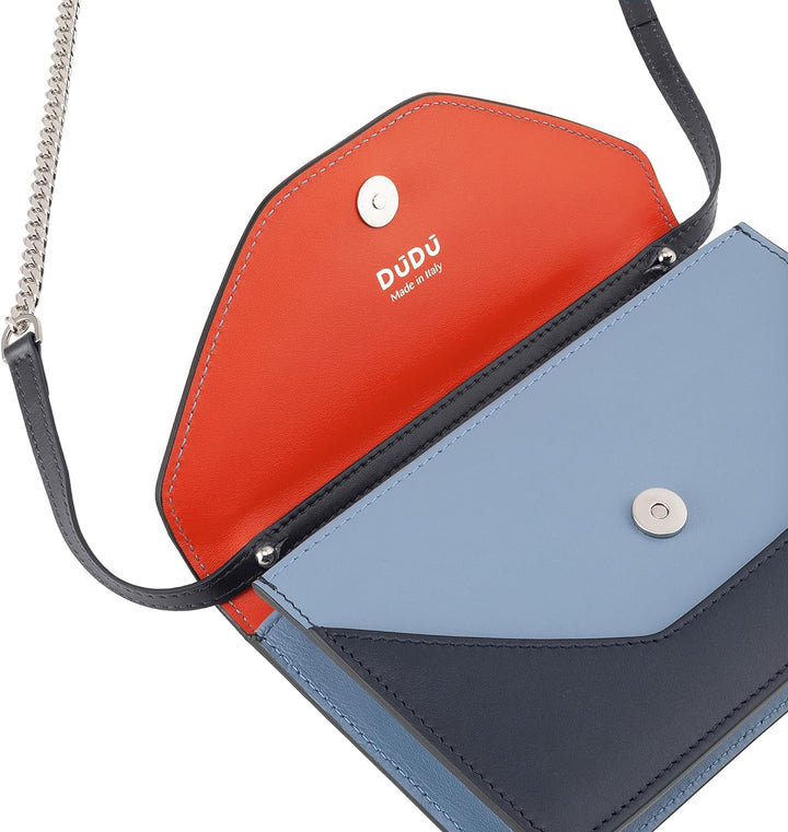 DUDU Kleine Damen-Umhängetasche Made in Italy aus echtem Leder, umwandelbar in Gürteltasche, Mini-Um