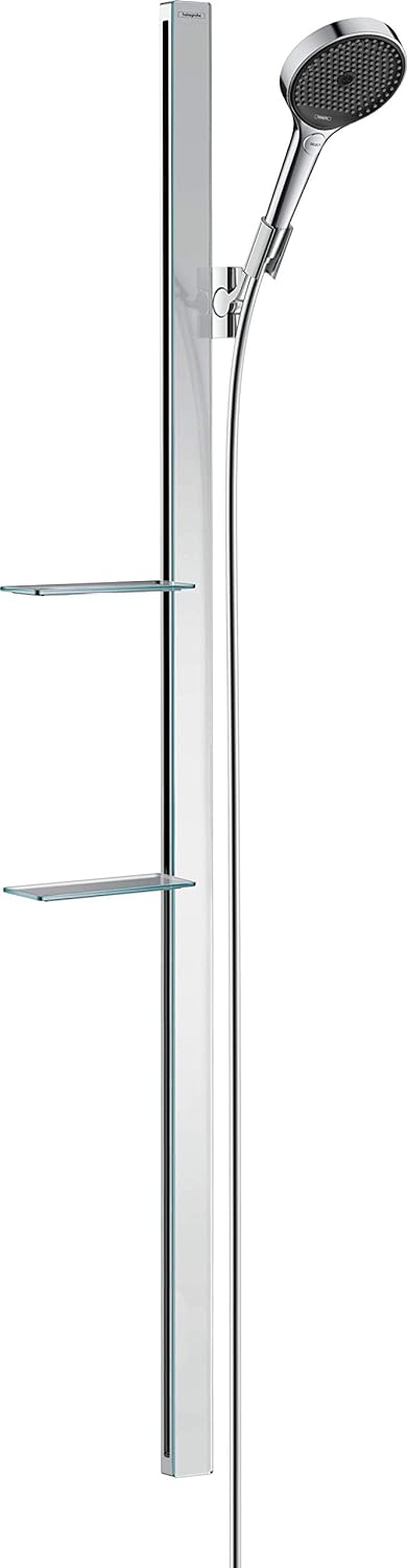 hansgrohe wassersparendes Duschsystem Rainfinity (Duschkopf, Stange 150cm, Seifenschalen, 3 Strahlar