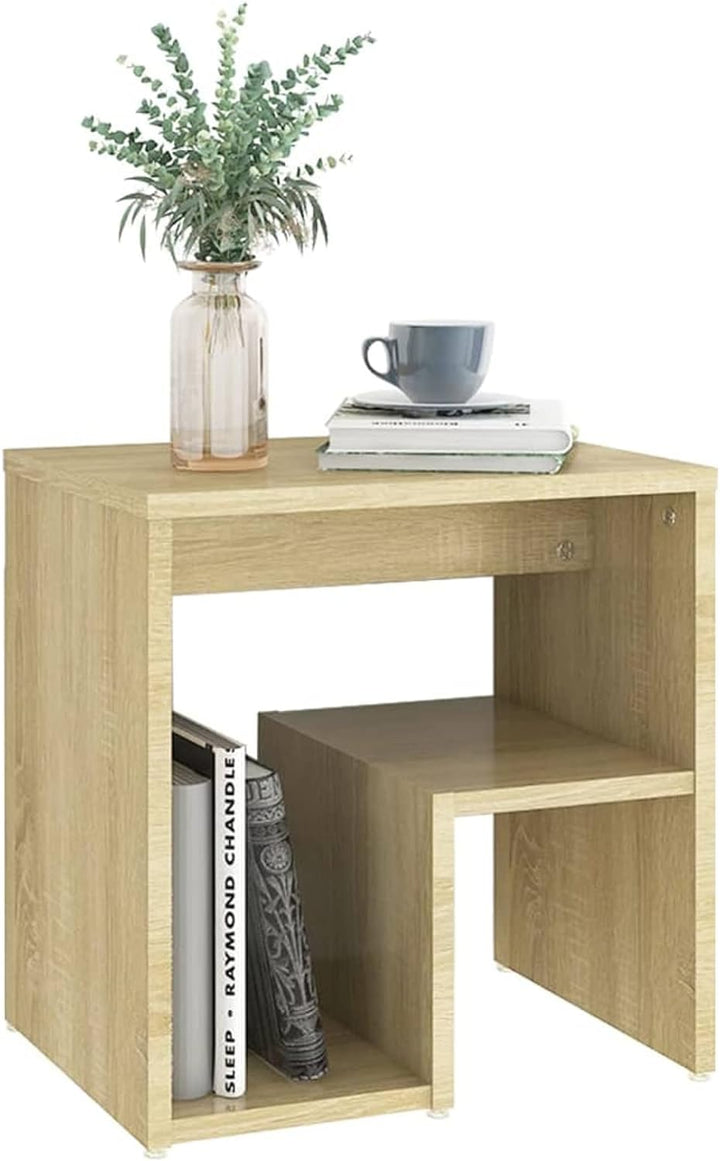 Susany Nachttisch mit Ablagen, Nachtschrank Nachtkommode Beistelltisch Spanplatte Sonoma-Eiche 40x30
