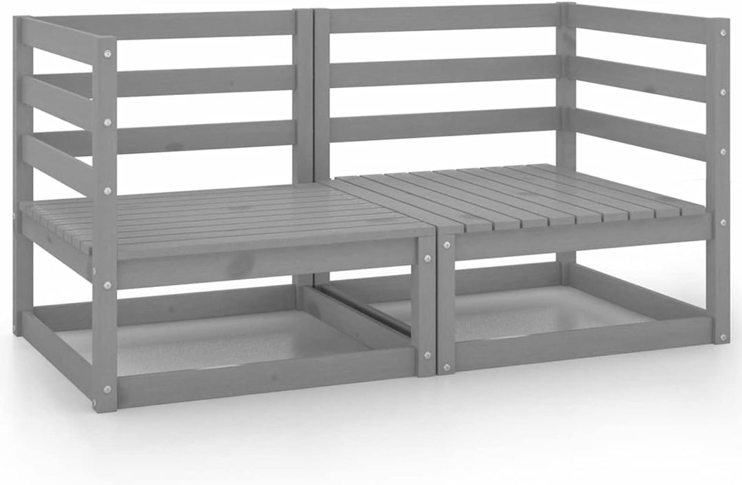 Tidyard 2-Sitzer Gartensofa Ecksofa Sofa Lounge Sitzgruppe Gartenmöbel Gartenset Grau Kiefer Massivh