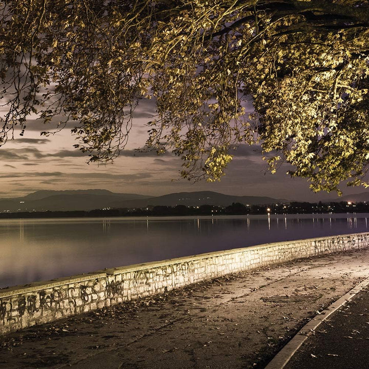 Feeby Wanddeko XXL Landschaft Leinwandbild 5 Teilig Weg Bäume See Abend bunt 250x120 cm Leinwandbild