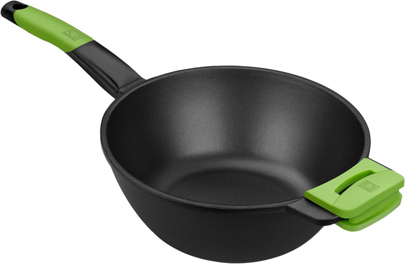 BRA Prior Wok Pfanne mit Antihaft-Beschichtung Teflon Classic, Aluminiumguss, schwarz, 28 cm Wok 28