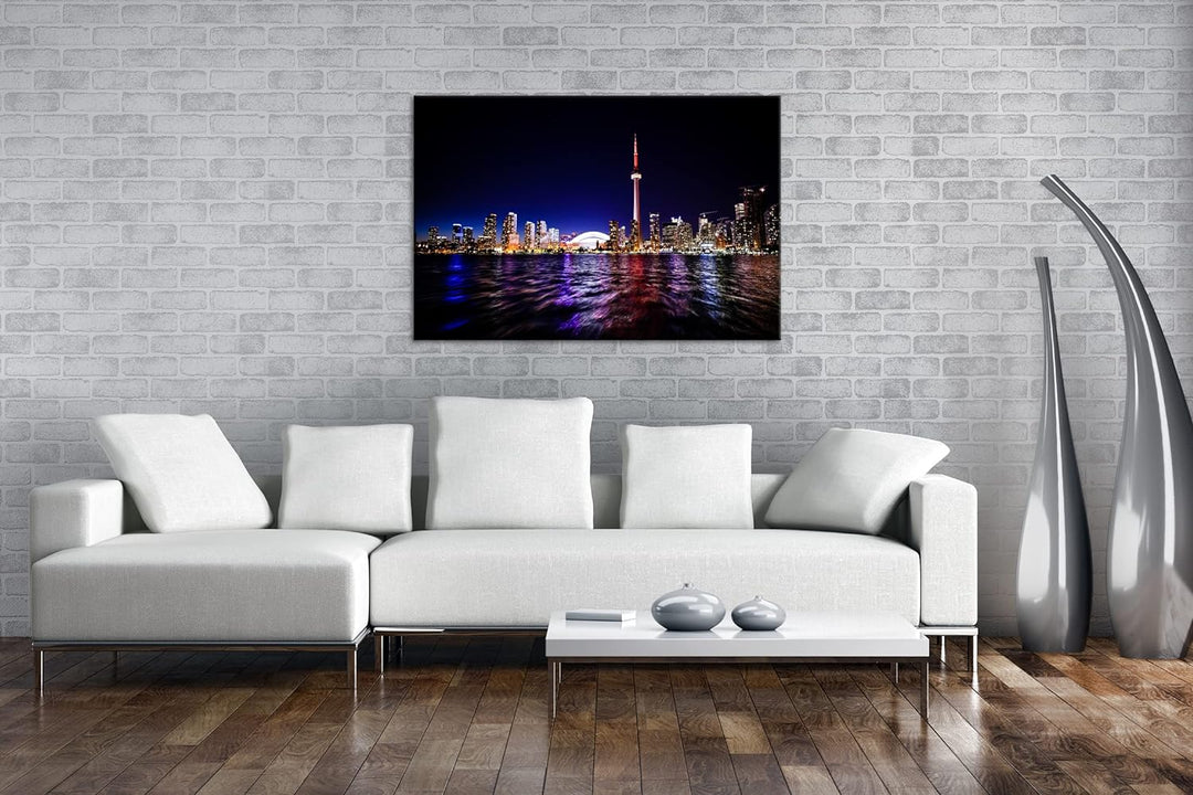 deyoli farbenfrohe Küste von Toronto Format: 80x60 als Leinwand, Motiv fertig gerahmt auf Echtholzra