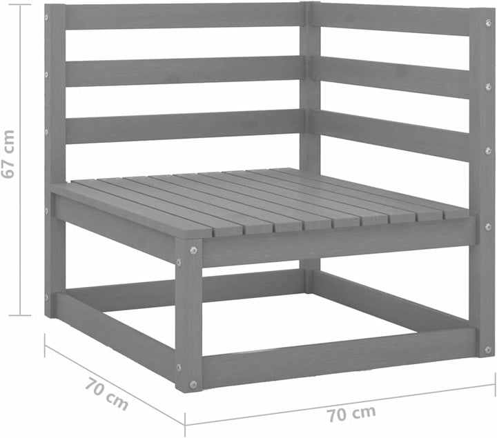 Tidyard 2-Sitzer Gartensofa Ecksofa Sofa Lounge Sitzgruppe Gartenmöbel Gartenset Grau Kiefer Massivh