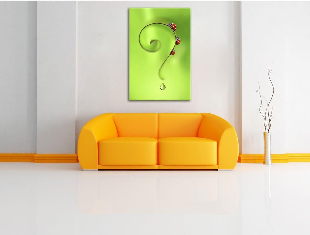 Pixxprint Marienkäfer Fragezeichen als Leinwandbild/Grösse: 100x70 cm/Wandbild/Kunstdruck/fertig bes