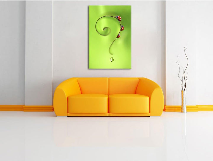 Pixxprint Marienkäfer Fragezeichen als Leinwandbild/Grösse: 100x70 cm/Wandbild/Kunstdruck/fertig bes