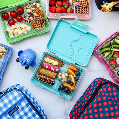 yumbox Snack S Lunchbox (Misty Aqua) - kleine Brotdose mit 3 Fächern | Kinder Bento Box für Kinderga