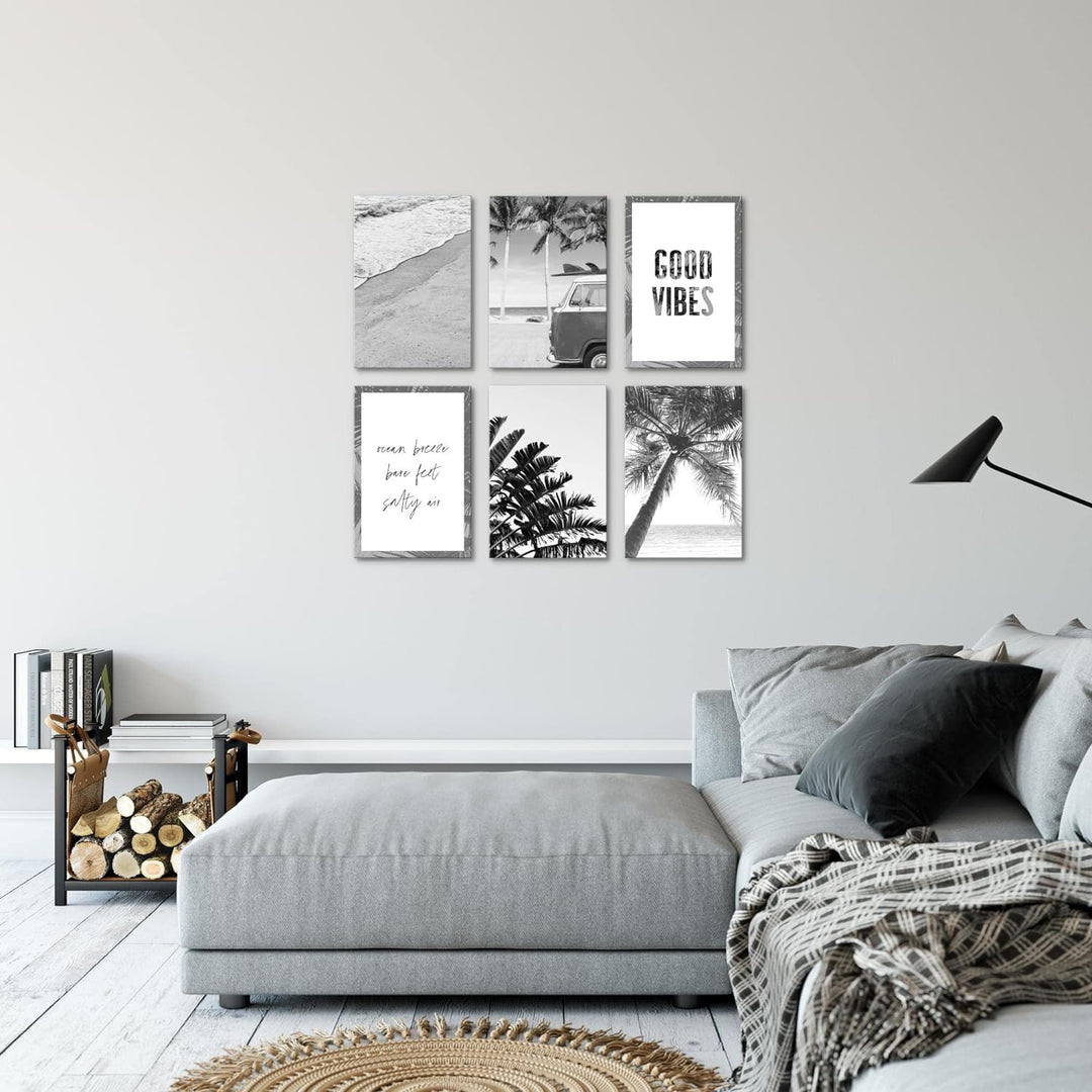 Novart Wandbilder Set - KOMPLETT AUFHÄNGFERTIG - Made in Germany - Moderne Bilder Strand Wohnzimmer