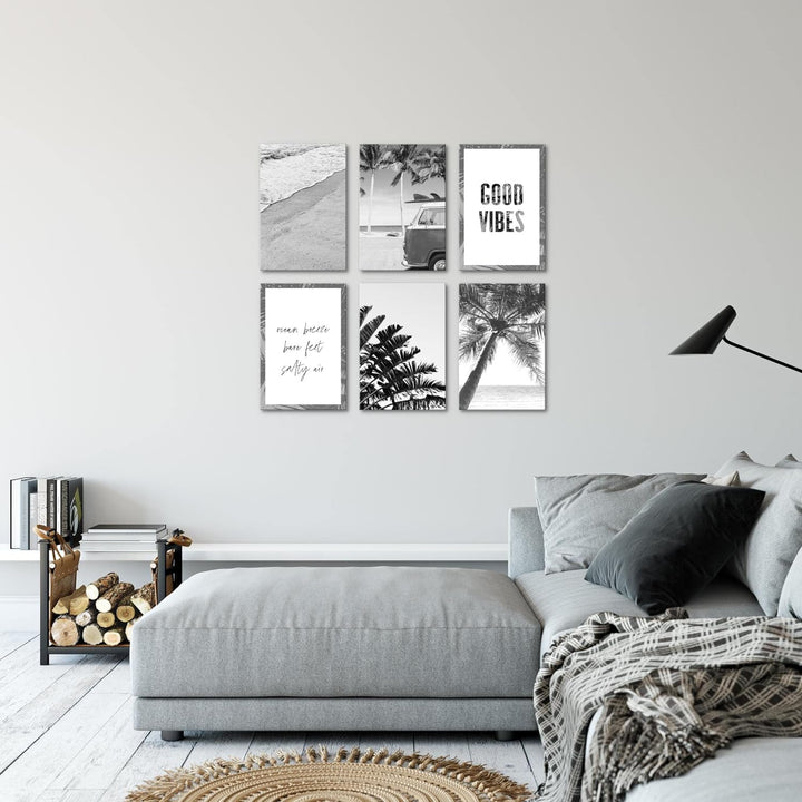 Novart Wandbilder Set - KOMPLETT AUFHÄNGFERTIG - Made in Germany - Moderne Bilder Strand Wohnzimmer