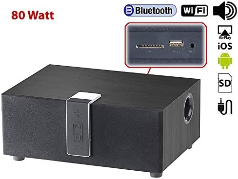 auvisio TV Lautsprecher: WLAN-Multiroom-Lautsprecher mit Subwoofer, BT, Airplay, 80 W, schwarz (WLAN