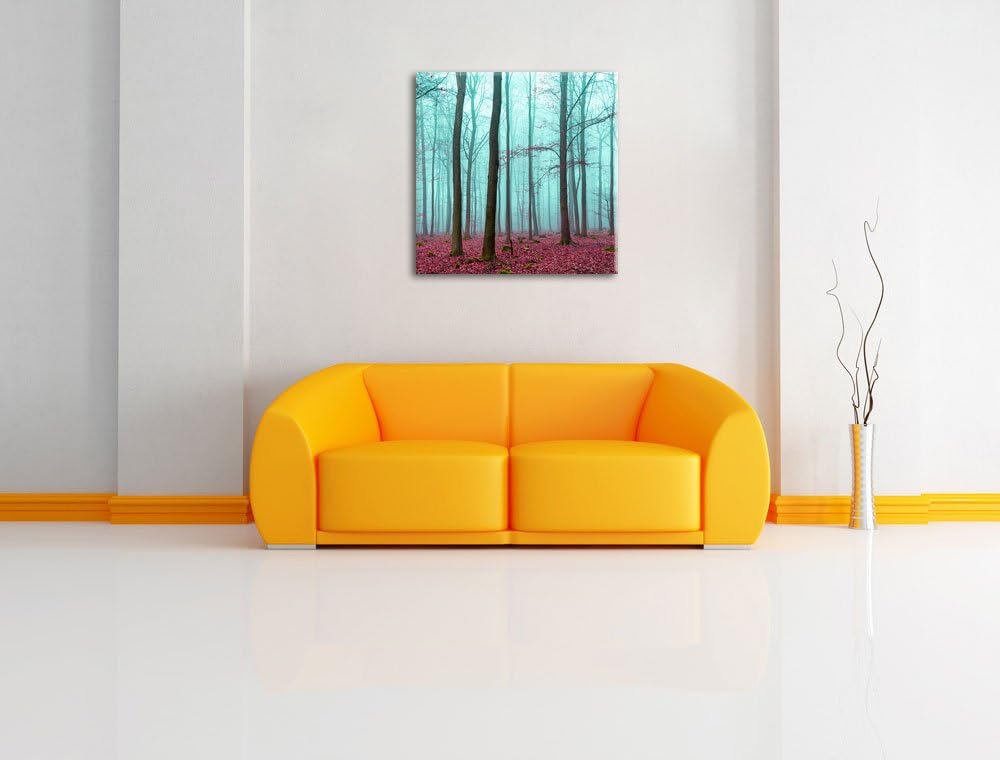 abstrakter Wald, Format: 70x70 auf Leinwand, XXL riesige Bilder fertig gerahmt mit Keilrahmen, Kunst