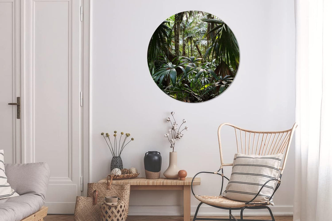 MuchoWow Wandbild Rund Wanddeko Deko Wohnzimmer Bilder 90x90 cm Pflanzen im Regenwald, 90x90 cm