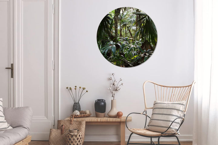 MuchoWow Wandbild Rund Wanddeko Deko Wohnzimmer Bilder 90x90 cm Pflanzen im Regenwald, 90x90 cm
