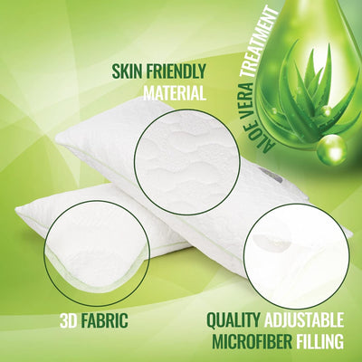 Vitapur Kopfkissen 40x80 mit Aloe Vera Extract I 2er SET I Kissen Set für Alle Schlafpositionen I 2e