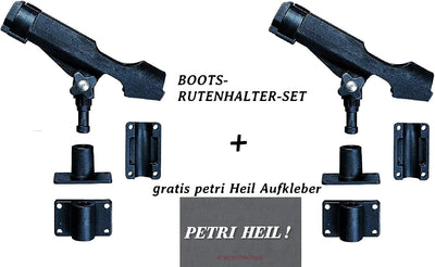Jenzi 2er Set Bootsrutenhalter schwenkbar auch für Multirollen geeignet gratis Petri Heil Aufkleber