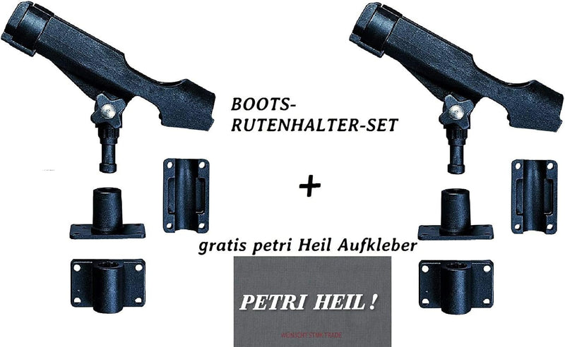 Jenzi 2er Set Bootsrutenhalter schwenkbar auch für Multirollen geeignet gratis Petri Heil Aufkleber