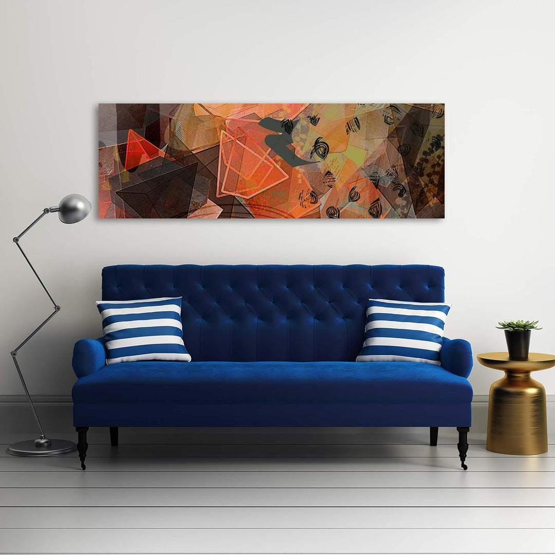 Wandbild XXL Geometrische formen Deko Kunst Bilder Abstrakt Orange 150x50 cm Deco panel 150x50 cm G,