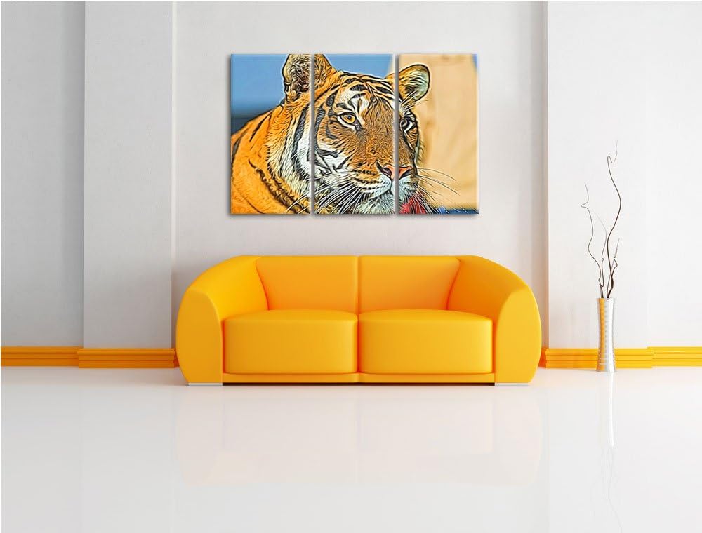 schöner Tiger NewArt 3-Teiler Leinwandbild 120x80 Bild auf Leinwand, XXL riesige Bilder fertig gerah