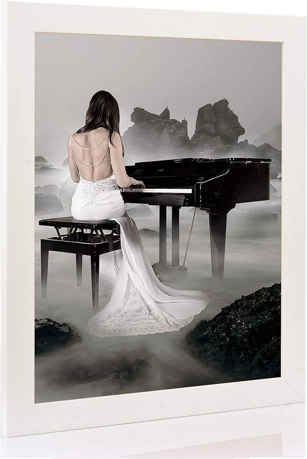 rahmengalerie24 Bilderrahmen 34x96 cm New Rio Rahmen weiss Holz Acrylglas ohne Passepartout Portrait