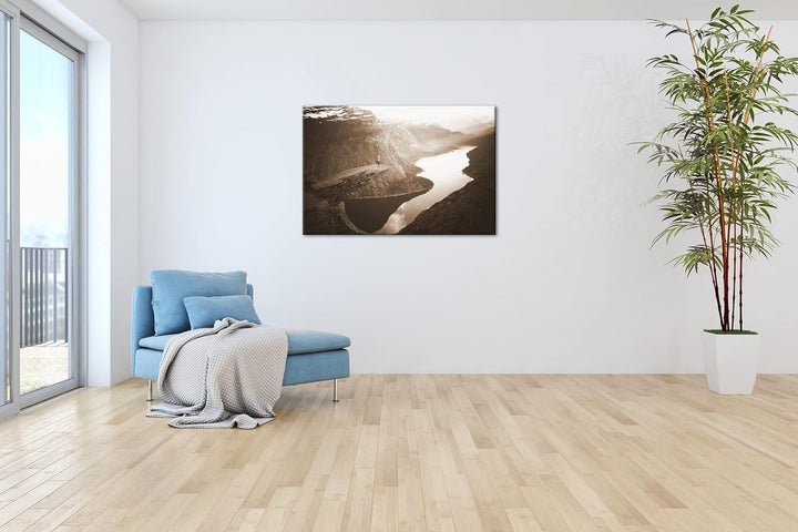 deyoli atemberaubende Aussicht eines Fjords Format: 80x60 als Leinwand, Effekt: Sepia, Motiv fertig