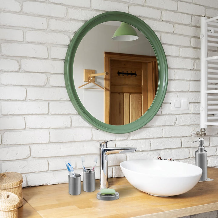 Relaxdays Badezimmer Set, 4-teilig, Badaccessoires Edelstahl gebürstet, komplette Badezimmerausstatt