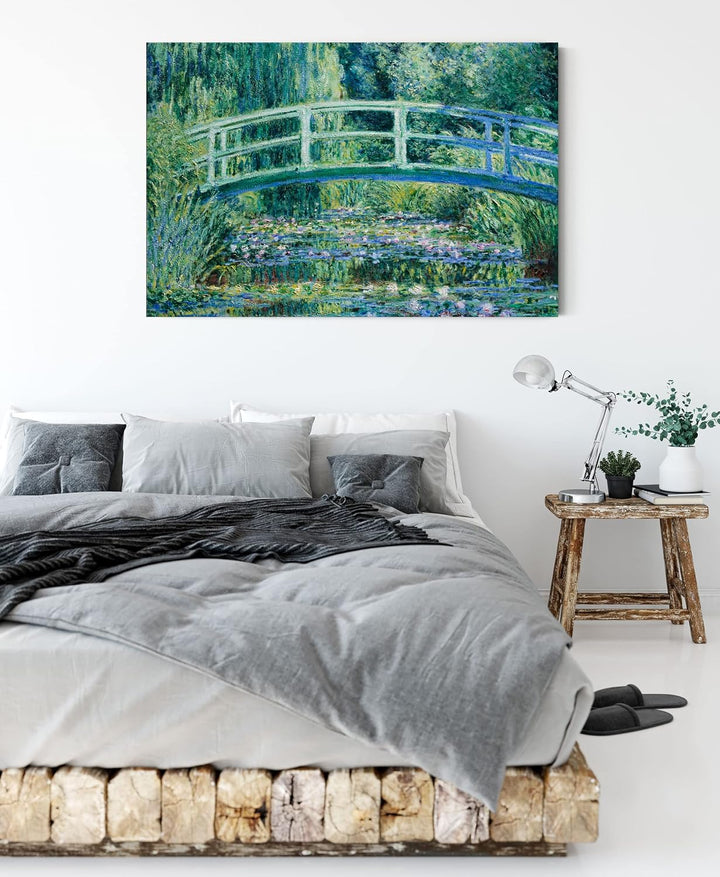 Claude Monet - Seerosen und japanische Brücke als Leinwandbild / Grösse: 100x70 cm / Wandbild / Kuns
