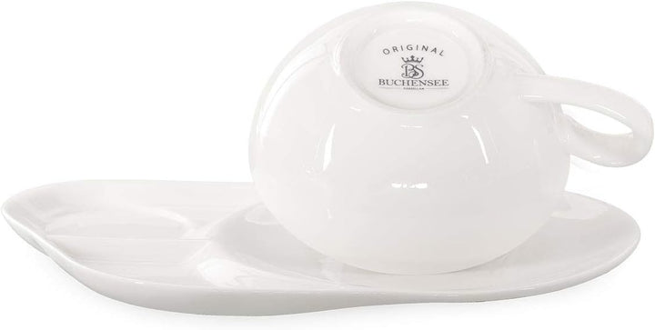 Buchensee Teetassen Set Lena aus Crystal Bone China Porzellan. 2 Tassen je 200ml + Untersetzer mit p
