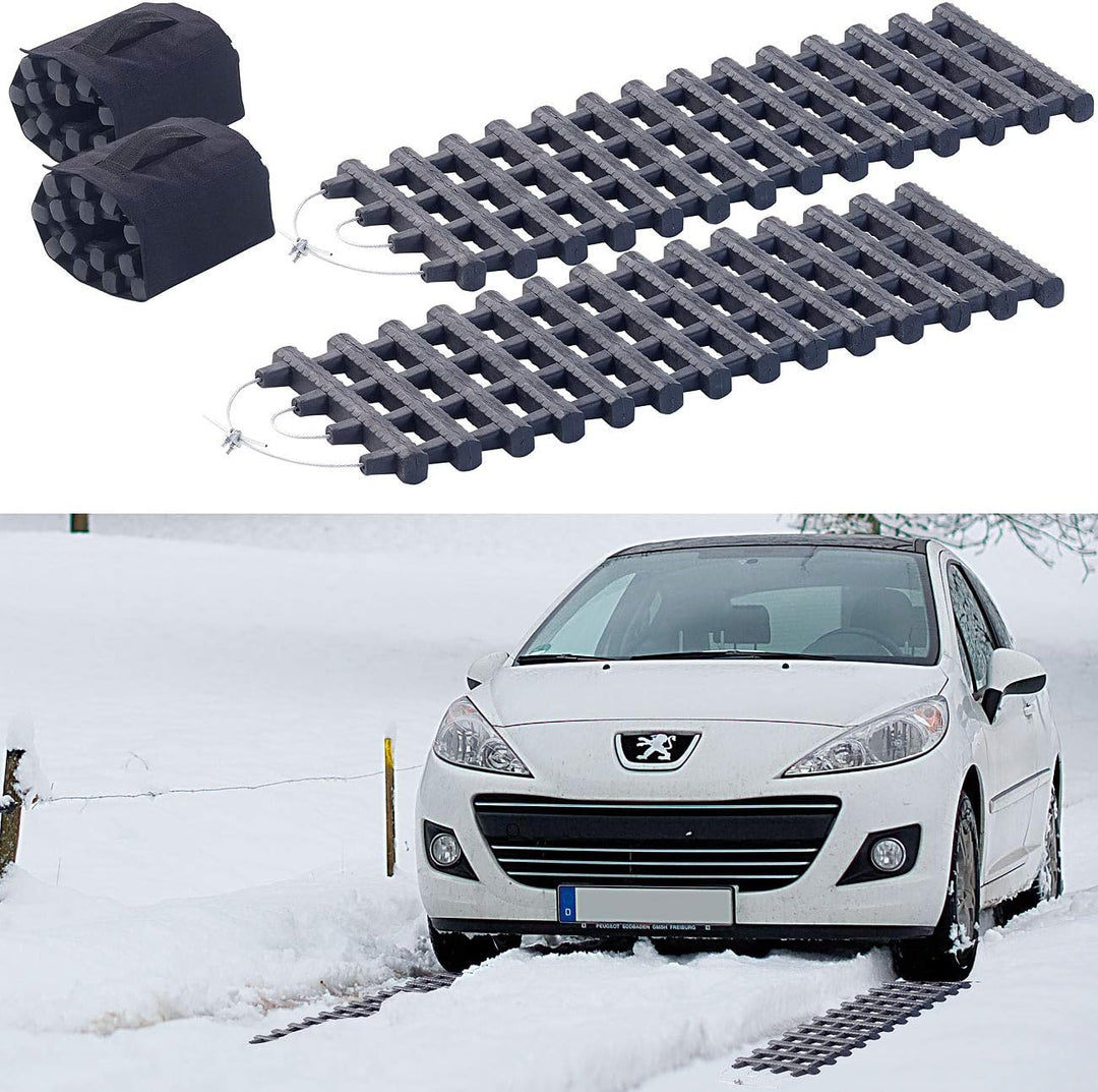 Lescars Anfahrhilfe Sand: 2er-Set Kfz-Anfahrhilfen mit Tragetasche, 60 x 22 cm (Auto Anfahrhilfe, An