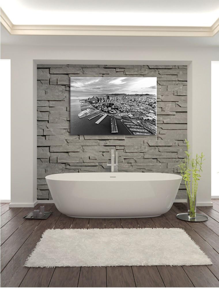 Pixxprint San Francisco B&W als Leinwandbild/Grösse: 100x70 / Wandbild/Kunstdruck/fertig bespannt, 1