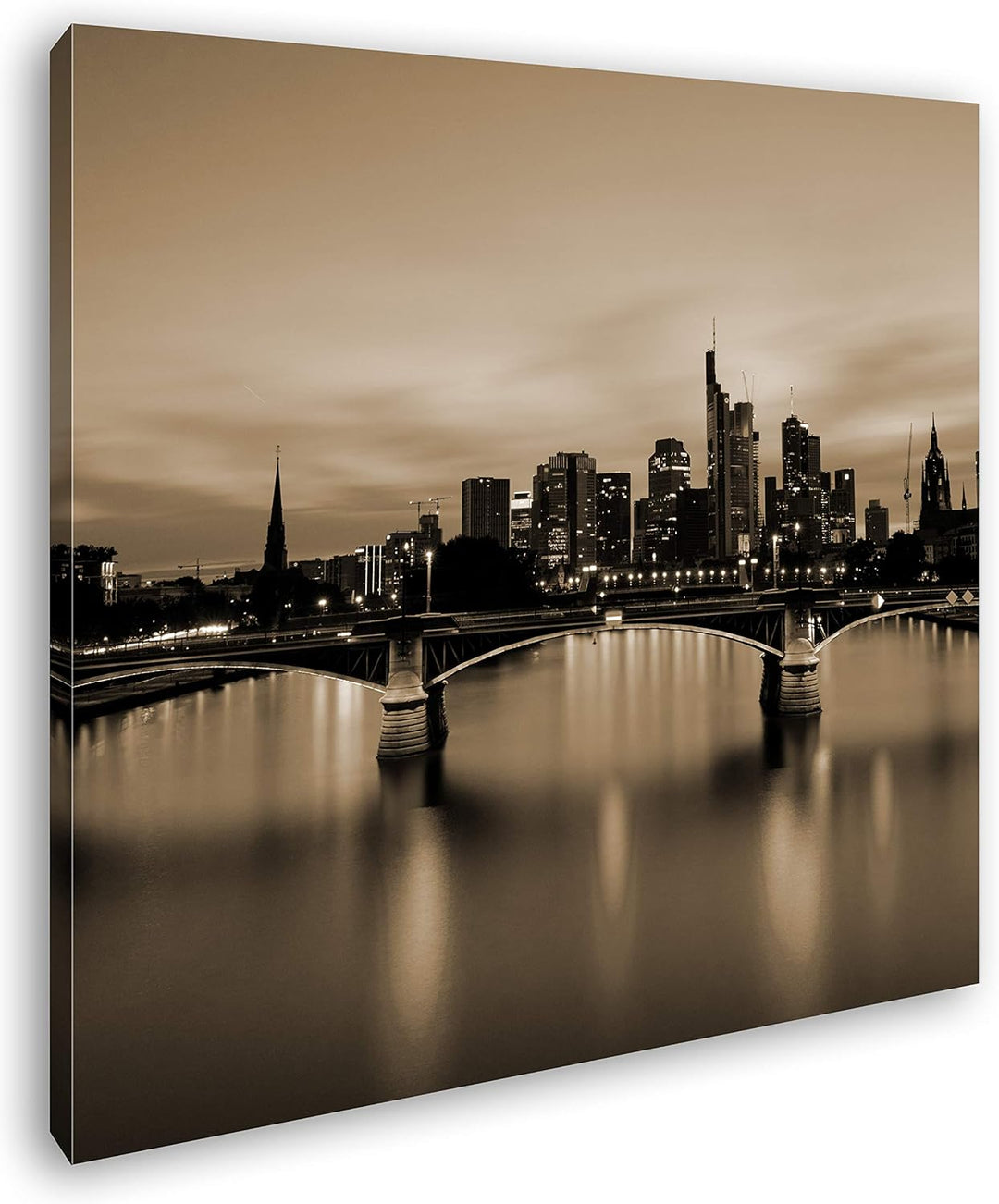 deyoli Stadtlichter in der Dämmerung Format: 60x60 Effekt: Sepia als Leinwandbild, Motiv fertig gera