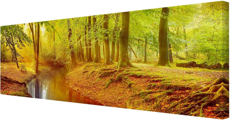 Bilderwelten Leinwandbild - Herbstwald - Panorama Quer, 40cm x 120cm, 40cm x 120cm