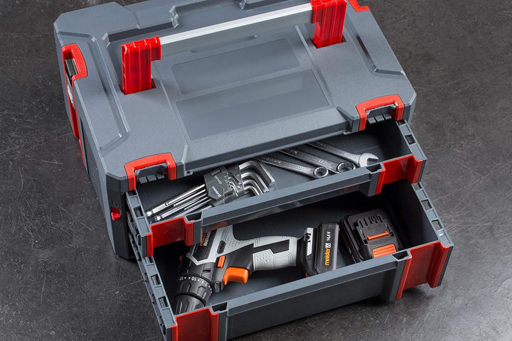 Connex Systembox - Mit zwei Schubladen - 13,5 Liter Volumen - 80 kg Tragfähigkeit - Individuell erwe