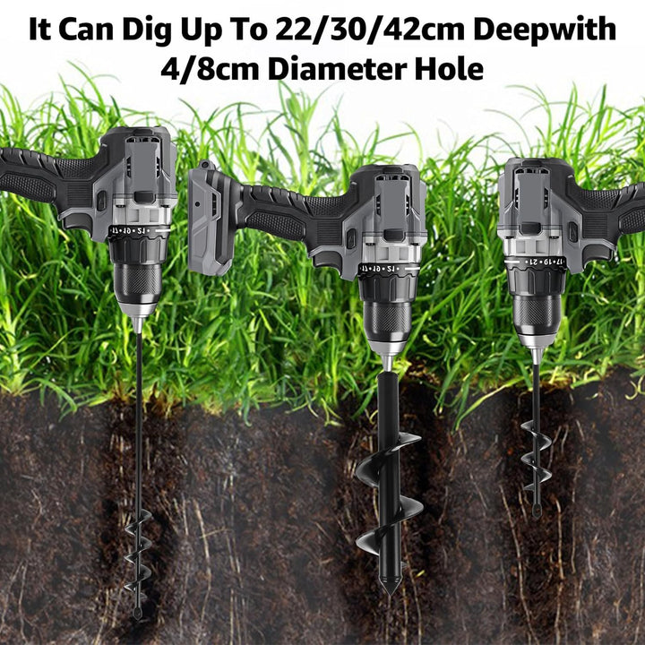 FWEEK 4 Stück Gartenbohrer Erdbohrer für Bohrmaschine, Schwarzer Schnecken Spiralbohrer, Pflanzbohre