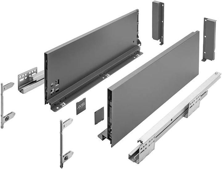 GTV Schubladensystem AXIS PRO I Schubkastengarnitur mit Vollauszug und integriete Dämpfung I Anthraz