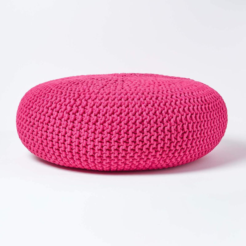 Homescapes Pouf Strickpouf rundes Bodenkissen, Sitzpouf 70 x 23 cm, gepolsterter Sitzhocker, Sitzpuf