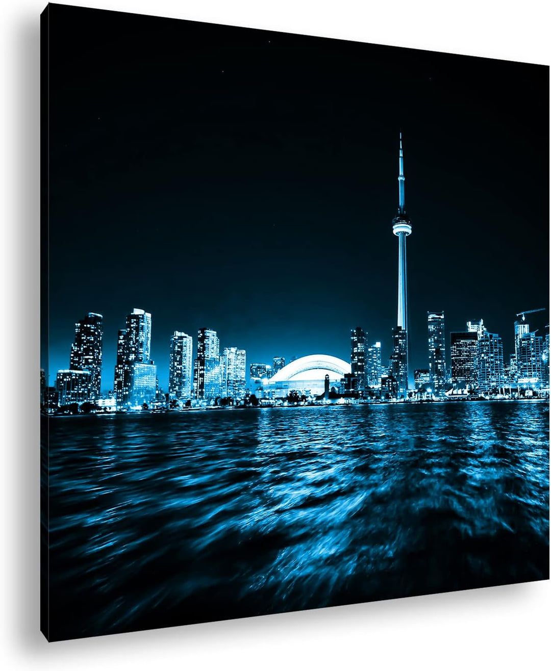 deyoli farbenfrohe Küste von Toronto Format: 70x70 Effekt: Monocrome Blau als Leinwand, Motiv fertig