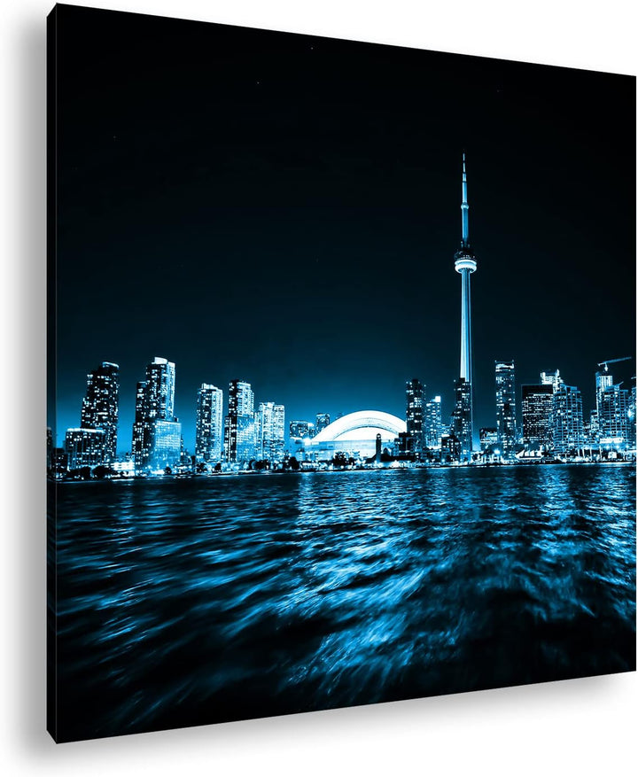 deyoli farbenfrohe Küste von Toronto Format: 70x70 Effekt: Monocrome Blau als Leinwand, Motiv fertig