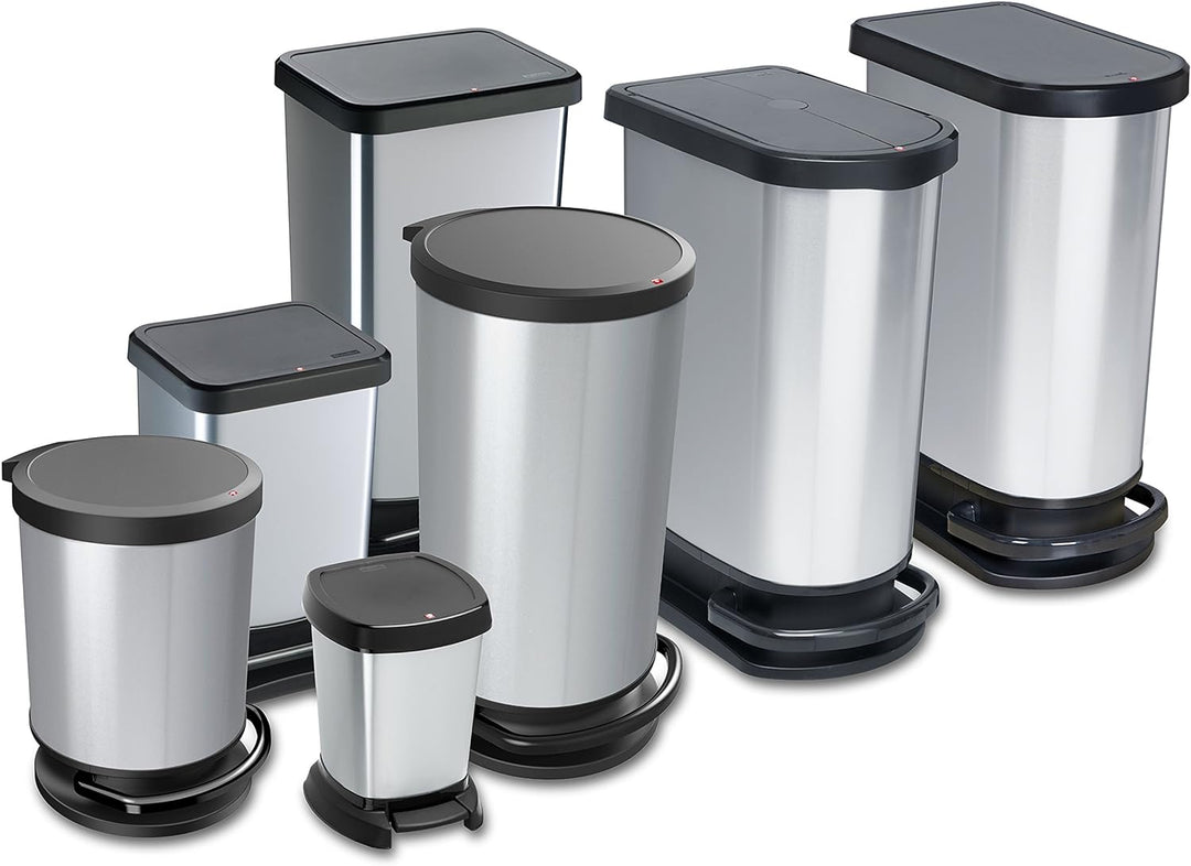Mülleimer 30l mit Deckel Silber Metallic 30 Liter, Silber Metallic 30 Liter