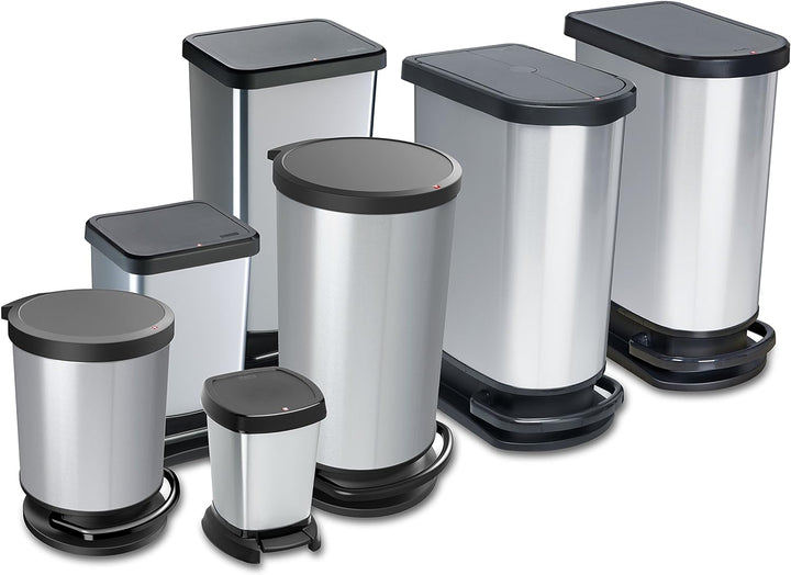 Mülleimer 30l mit Deckel Silber Metallic 30 Liter, Silber Metallic 30 Liter