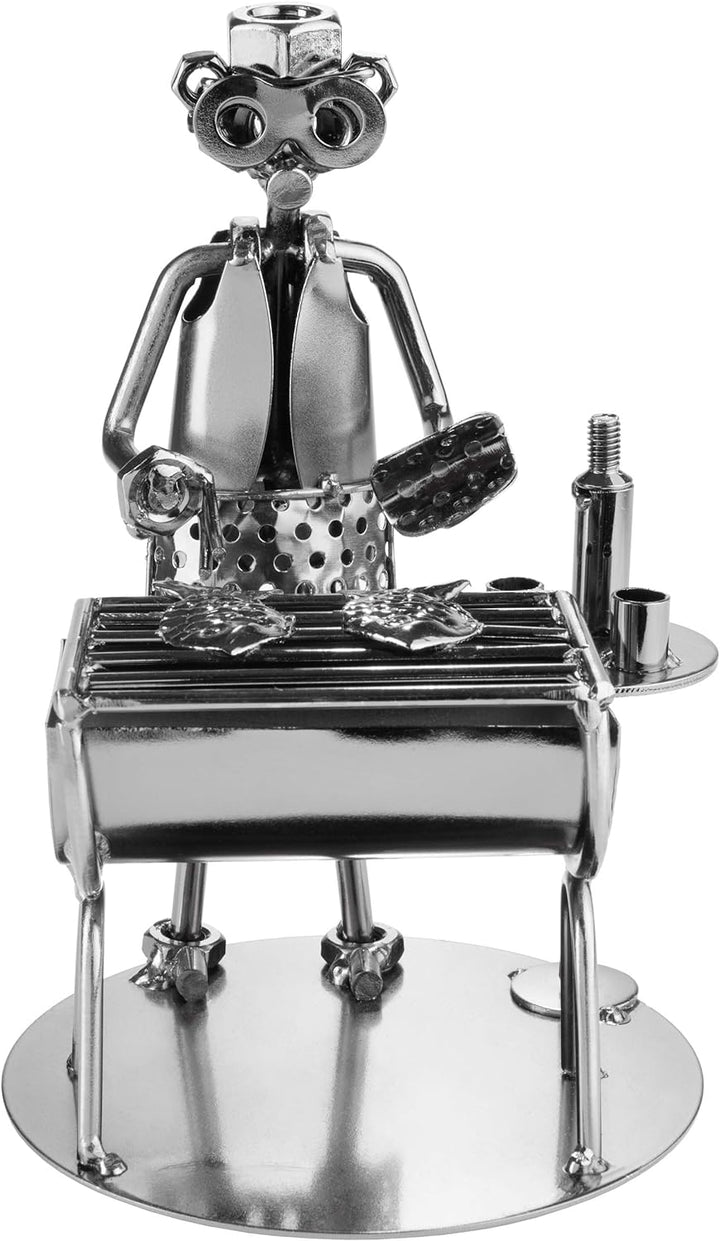 BRUBAKER Schraubenmännchen Barbecue Grill - Grillmeister Fisch - Handarbeit Eisenfigur Metallmännche