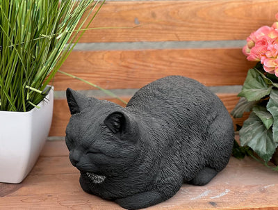 stoneandstyle Steinfigur Katze Träumerle schwarz ca. 36 cm frostfest Steinguss