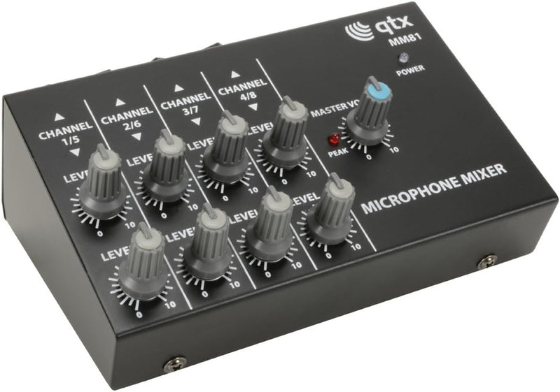 QTX mini Mikrofon Mixer 8 Kanäle schwarz, 8 Kanäle