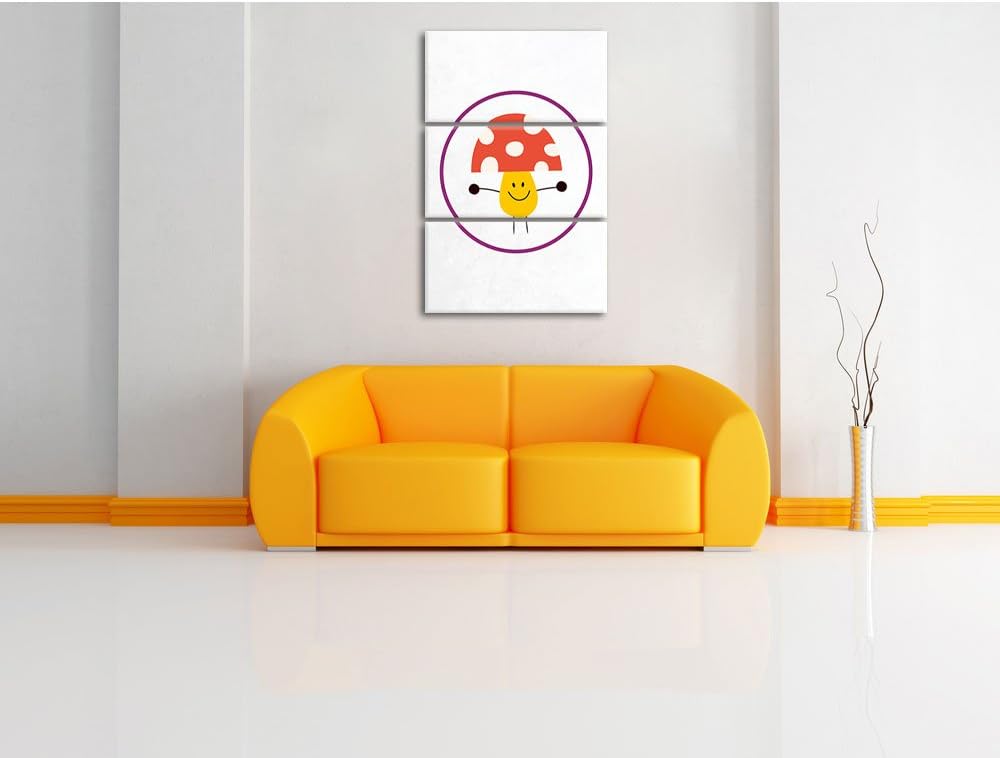 Pixxprint Süsser Pilz weiss 3-Teiler Leinwandbild 120x80 Bild auf Leinwand