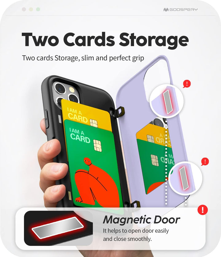 GOOSPERY iPhone 12 Hülle, iPhone 12 Pro Wallet Case mit Kartenhalter, schützende zweilagige Stosssta